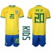 Tanie Strój piłkarski Brazylia Vinicius Junior #20 Koszulka Podstawowej dla dziecięce MŚ 2022 Krótkie Rękawy (+ szorty)